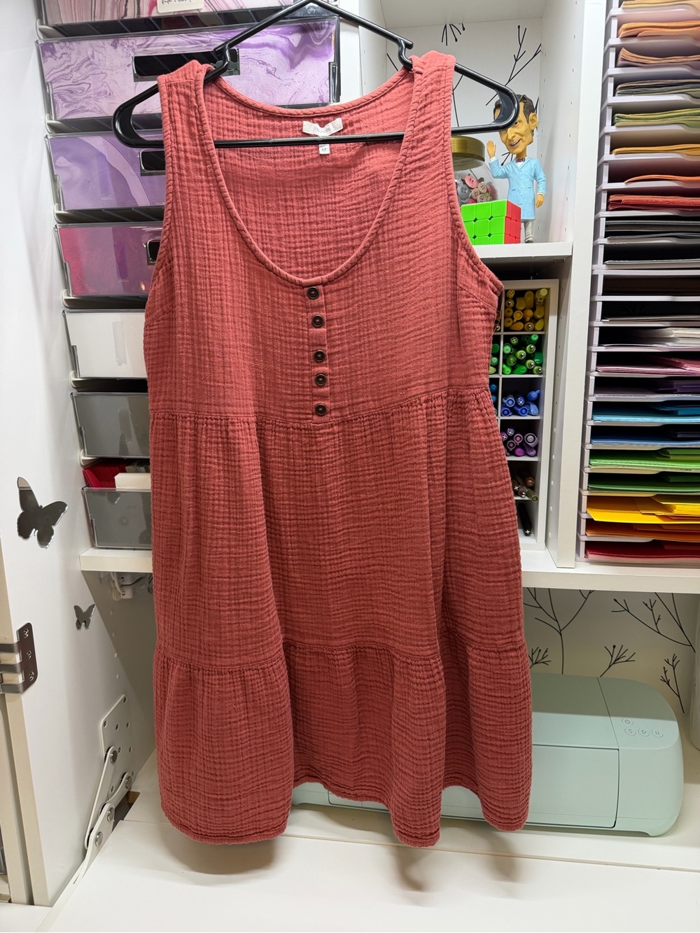 Maurice’s Button Front Textured Tank Dress - Rust